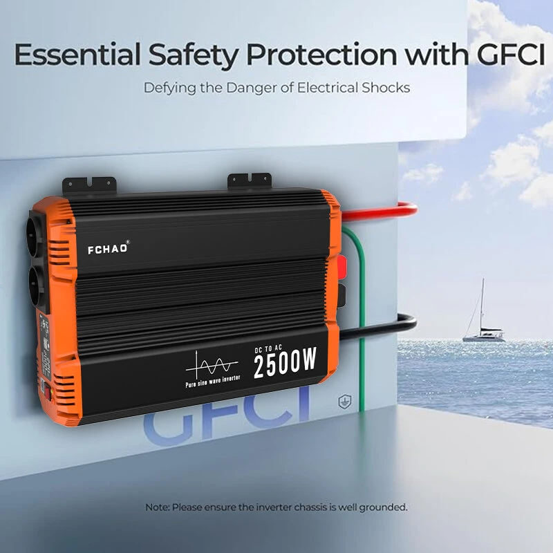 [EU Direct] FCHAO 2500W(Peak Power 5000W) Inverter DC 12V/24V/48V To AC 220V 230V Solar Power Invertor With LCD Display Remote Control For RV,KSC-2500W