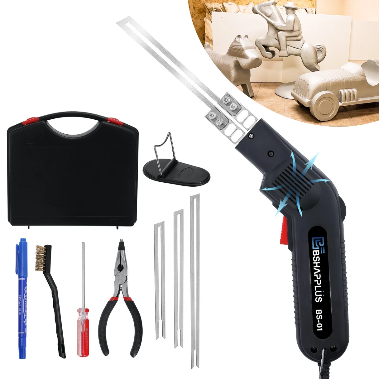 BSHAPPLUS Foam Cutter Pro Electric Hot Knife 110V / 240W Styrofoam Cutting Tool Kit with Intelligent Chips & 5S Fast Heating & Powerful Cooling System for Carving Handcraft DIY Projects