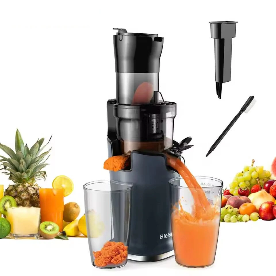 [EU Direct] BioloMix Cold Press Juicer Machine with 78mm Feed Tube 200W 40-65RPM Masticating Juice Extractor BPA-Free Tritan Fits Whole Fruits