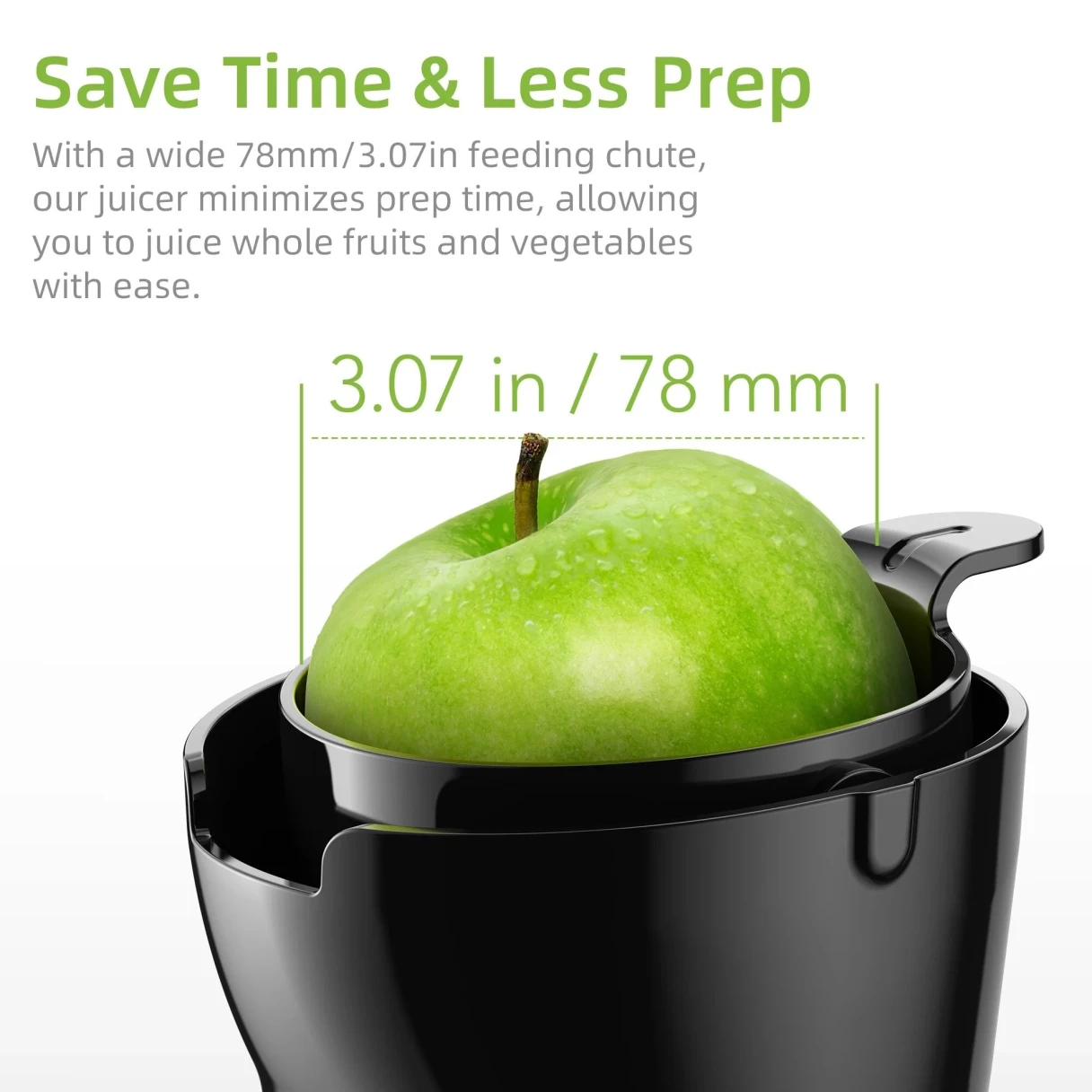 [EU Direct] BioloMix Cold Press Juicer Machine with 78mm Feed Tube 200W 40-65RPM Masticating Juice Extractor BPA-Free Tritan Fits Whole Fruits
