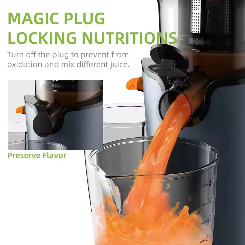 [EU Direct] BioloMix Cold Press Juicer Machine with 78mm Feed Tube 200W 40-65RPM Masticating Juice Extractor BPA-Free Tritan Fits Whole Fruits