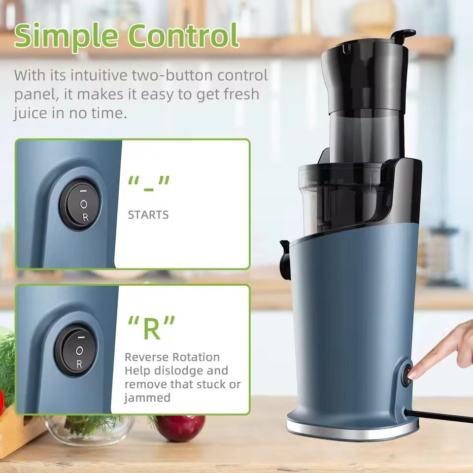 [EU Direct] BioloMix Cold Press Juicer Machine with 78mm Feed Tube 200W 40-65RPM Masticating Juice Extractor BPA-Free Tritan Fits Whole Fruits