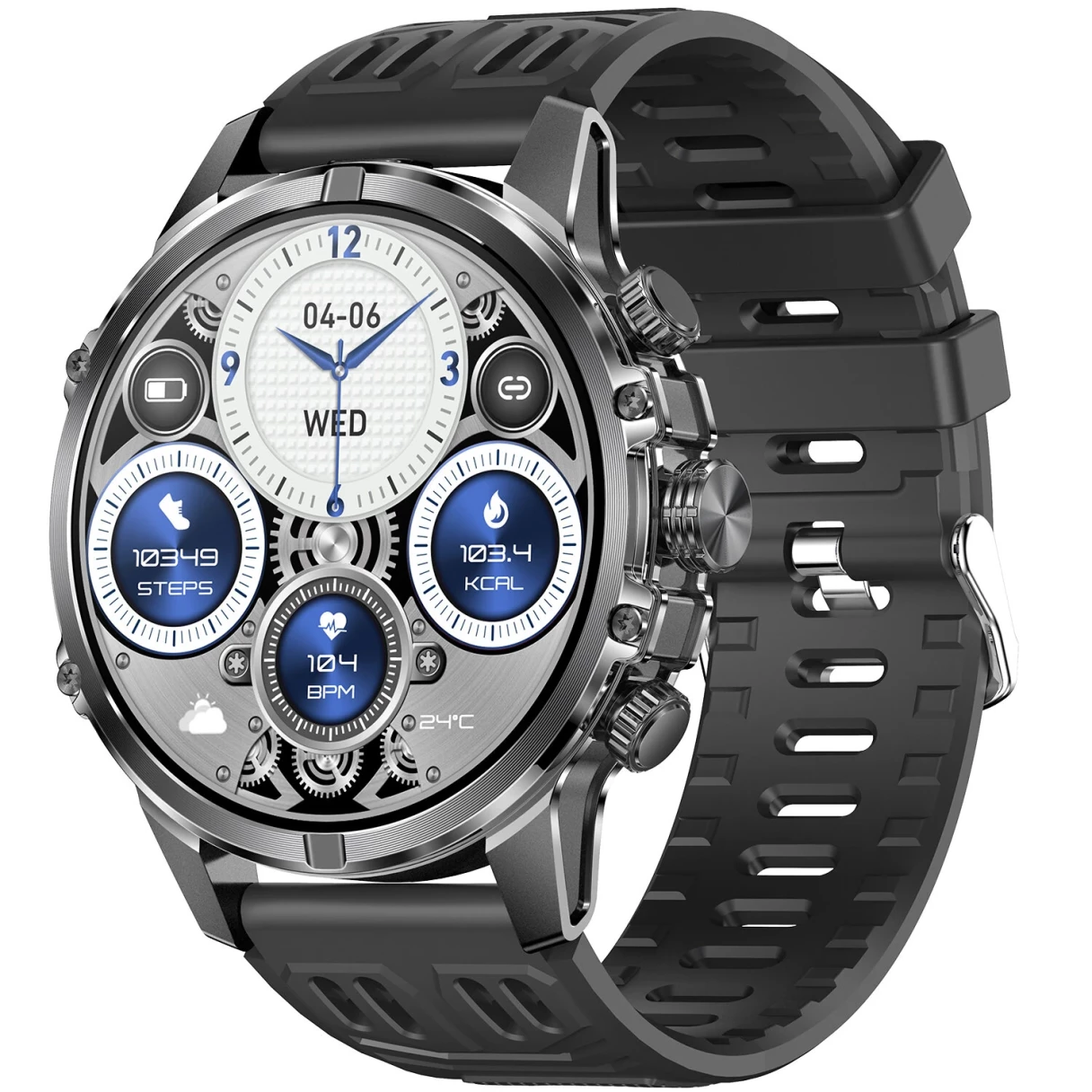 BlitzWolf BW-AT6 Plus 1.75inch AMOLED Display Smart Voice Assistant Flashlight bluetooth Call Heart Rate Blood Pressure Blood Oxygen Monitor Multi-sport Modes IP67 Waterproof Smart Watch