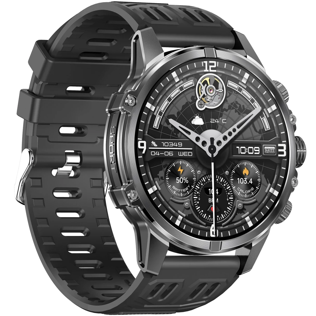 BlitzWolf BW-AT6 Plus 1.75inch AMOLED Display Smart Voice Assistant Flashlight bluetooth Call Heart Rate Blood Pressure Blood Oxygen Monitor Multi-sport Modes IP67 Waterproof Smart Watch