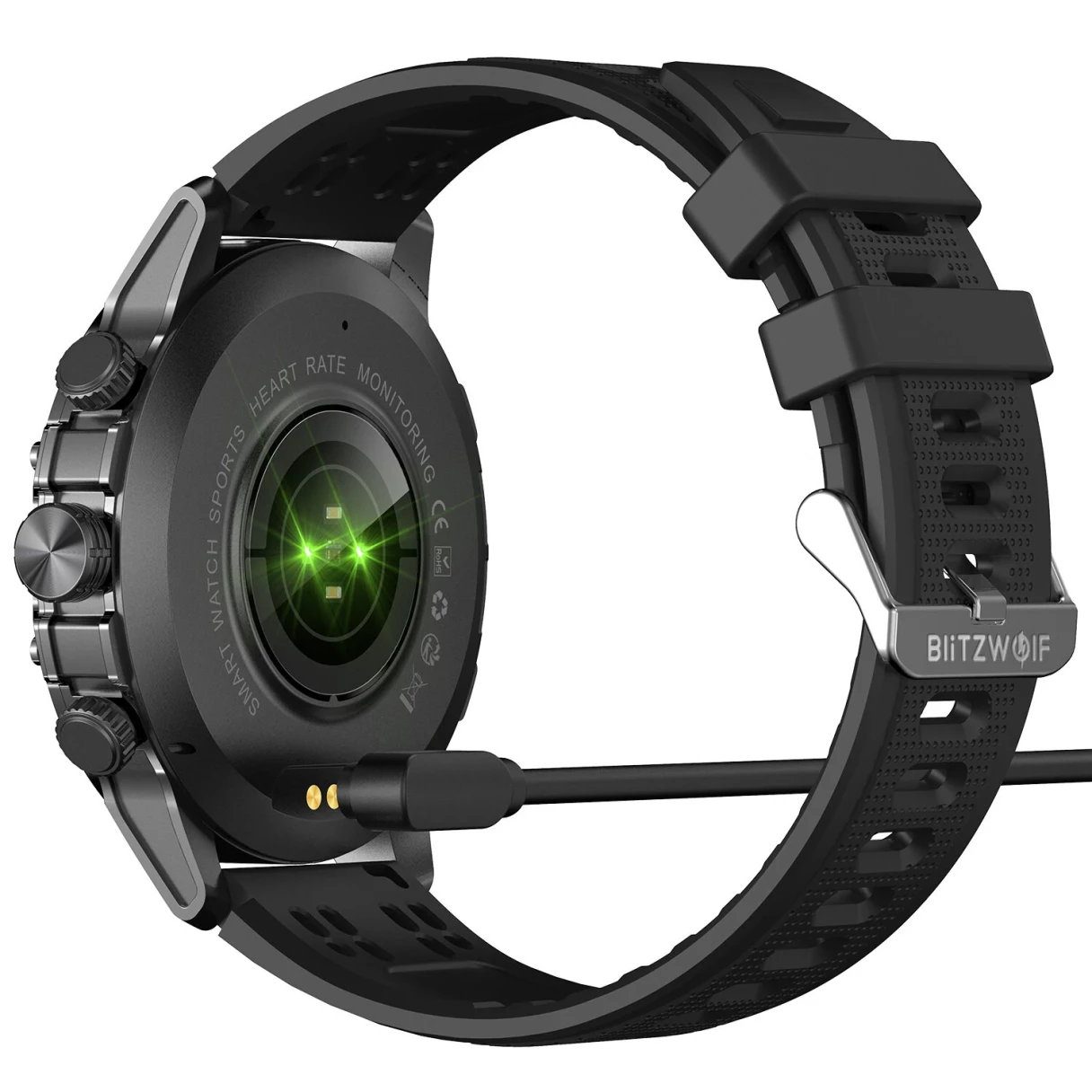BlitzWolf BW-AT6 Plus 1.75inch AMOLED Display Smart Voice Assistant Flashlight bluetooth Call Heart Rate Blood Pressure Blood Oxygen Monitor Multi-sport Modes IP67 Waterproof Smart Watch