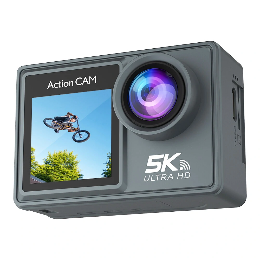 AT-M40R 5K 30FPS Action Camera 4K 60FPS Dual Screen 170° Wide Angle 30M Waterproof Sport Camera with Remote Control Bicycle Diving Cam