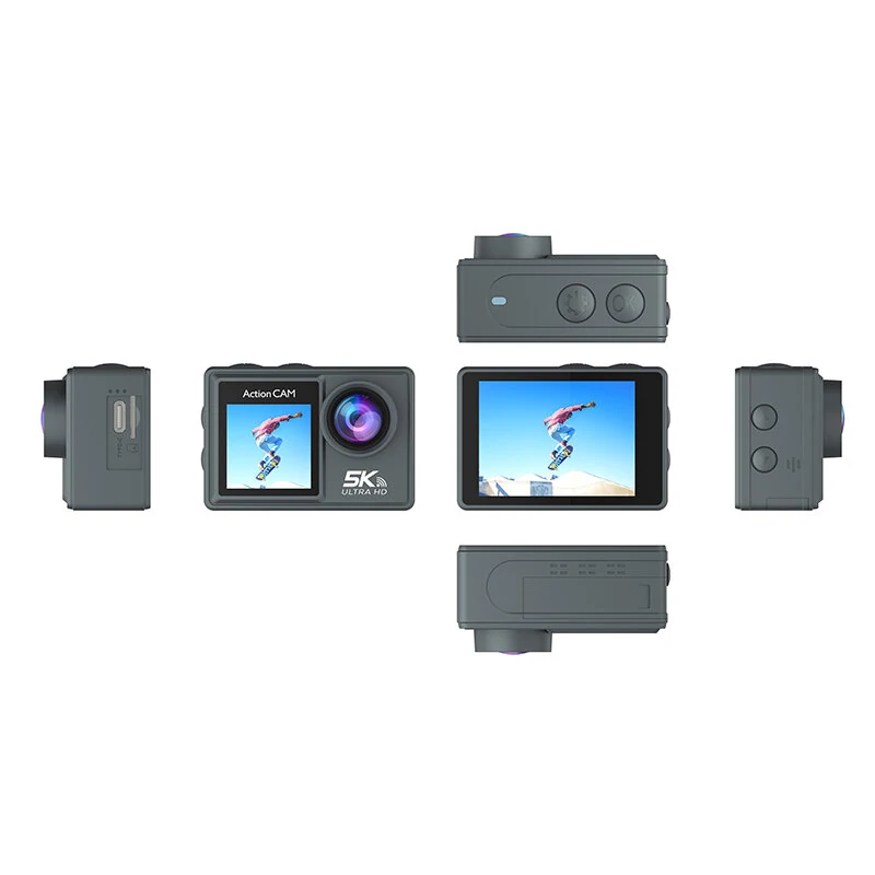 AT-M40R 5K 30FPS Action Camera 4K 60FPS Dual Screen 170° Wide Angle 30M Waterproof Sport Camera with Remote Control Bicycle Diving Cam