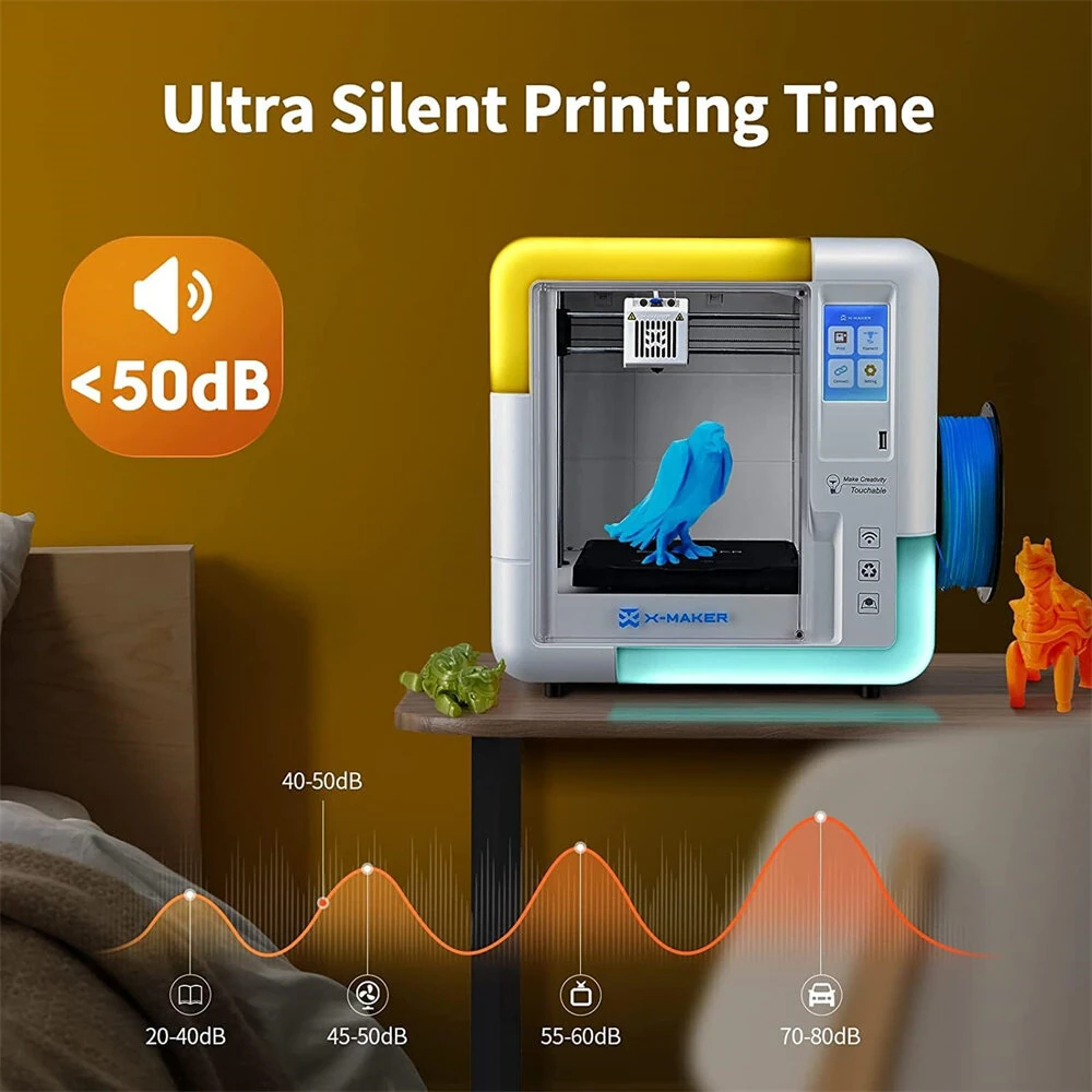 [EU/US Direct]AOSEED X-MAKER Children's 3D Printer High Precision 0.1/0.05mm Ultra Silent Wireless Smart One-Press Printing WiFi USB Safe Enclosed Design with 4er/8er Colorful PLA Filament Set