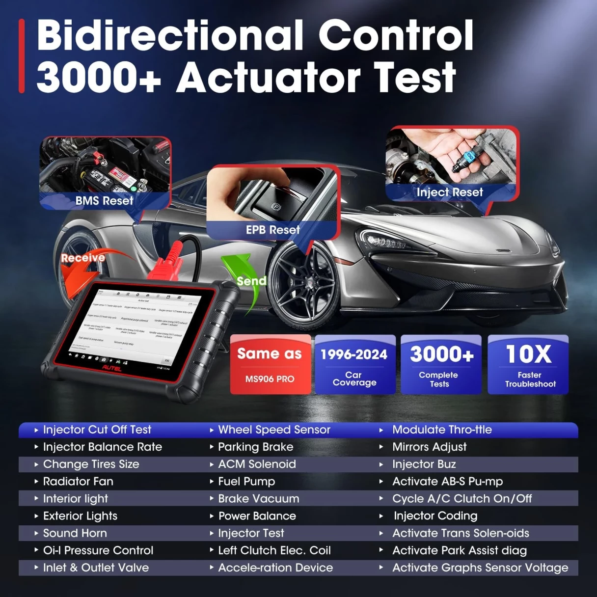 Autel MaxiPRO MP900 Diagnostic Tool Two-Way Control Obd2 Code Reader Professional Car Scanner ECU Coding PK MP808S