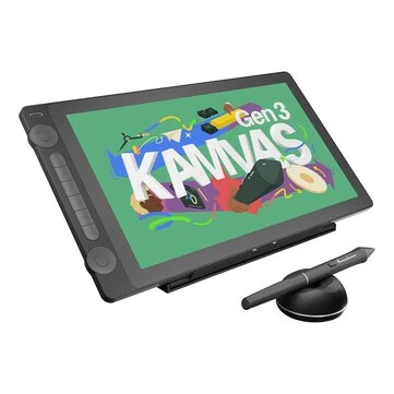 HUION KAMVAS 16 Gen 3 Drawing Tablet with Screen 15.8 inch 2.5K QHD Art Tablet with Full Laminated Anti-Sparkle Glass 99% sRGB PenTech 4.0 16384 Pen Pressure Dual Dials for Mac PC Android