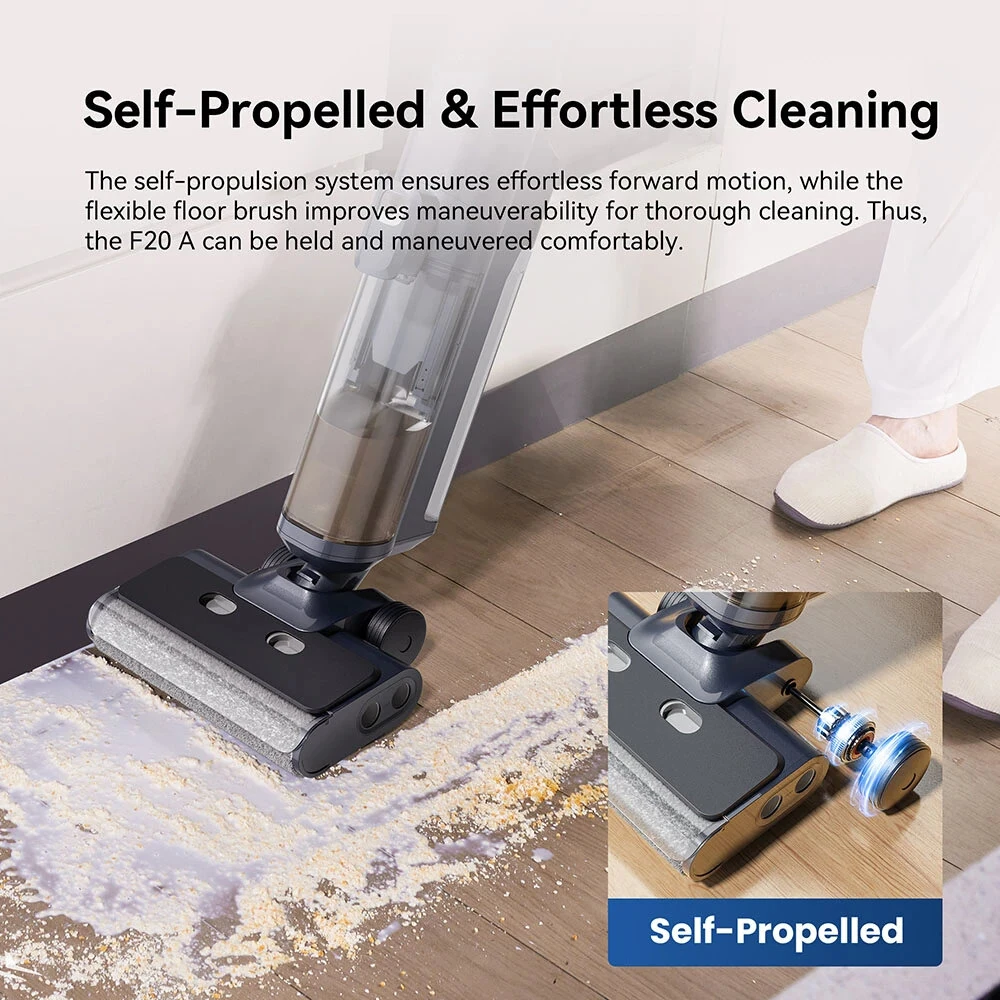 [EU Direct] Proscenic F20A Cordless Vacuum and Mop, 35min Runtime, LED Screen, Self-Cleaning & Air Drying, All-Around Edge Cleaning, App Control, Solid-Liquid Separation