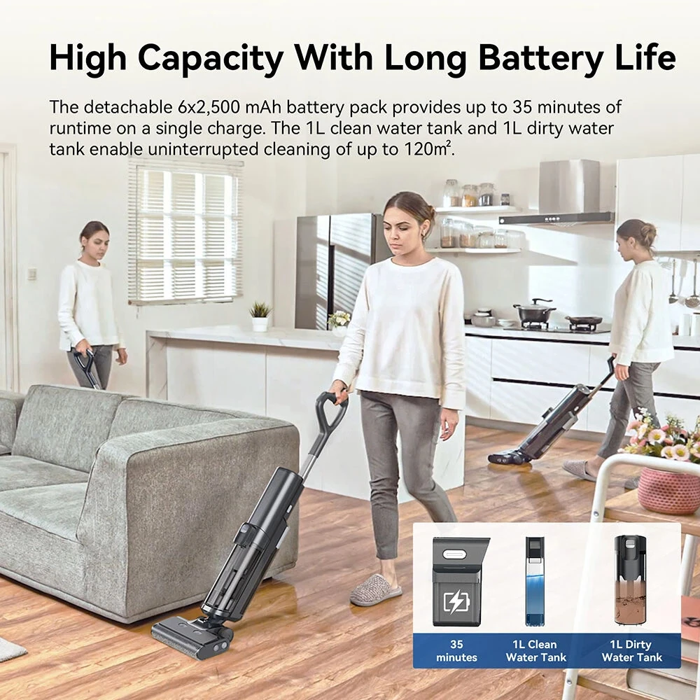 [EU Direct] Proscenic F20A Cordless Vacuum and Mop, 35min Runtime, LED Screen, Self-Cleaning & Air Drying, All-Around Edge Cleaning, App Control, Solid-Liquid Separation