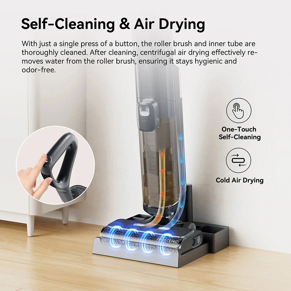 [EU Direct] Proscenic F20A Cordless Vacuum and Mop, 35min Runtime, LED Screen, Self-Cleaning & Air Drying, All-Around Edge Cleaning, App Control, Solid-Liquid Separation