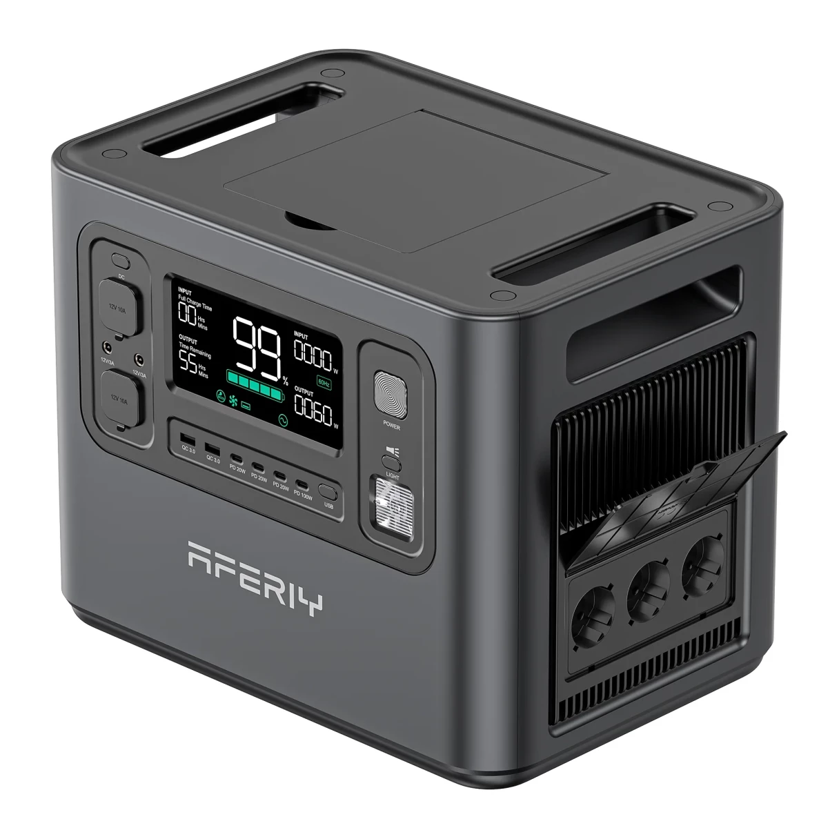 [EU Direct] Aferiy P210 2400W 2048Wh Portable Power Station Support APP +1* S200A1 200W Solar Panel, LiFePO4 Battery Deep Cycles UPS Pure Sine Wave Camping RV Home Emergency Portable Solar Generator Backup Power