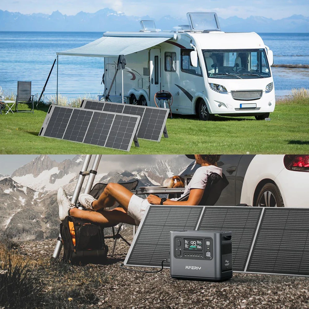 [EU Direct] Aferiy P210 2400W 2048Wh Portable Power Station Support APP +1* S200A1 200W Solar Panel, LiFePO4 Battery Deep Cycles UPS Pure Sine Wave Camping RV Home Emergency Portable Solar Generator Backup Power