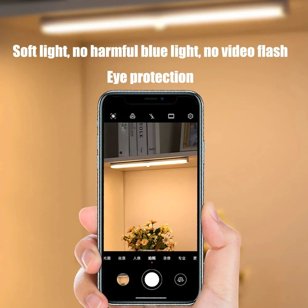 Motion Sensor Light Rechargeable Night Light Super Thin Tri-Color 10/20/30/40cm Magnetic Adhesive Installation for Cabinets Wardrobes Warm Daylight
