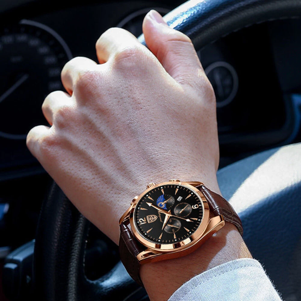 POEDAGAR Men Watches Waterproof Luminous Calendar Quartz Watch Stainless Steel Leather Watch Fashion Luxury Business Wristwatch