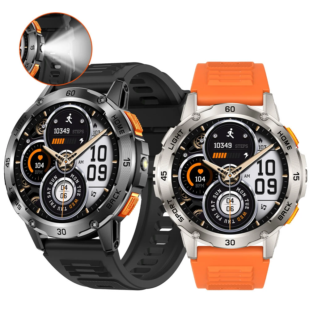 BlitzWolf BW-AT7 1.53-inch Screen Built-in Flashlight bluetooth Call Heart Rate Blood Oxygen Monitor Sleep Monitoring Breathing Exercise Multi-sport Modes IP68 Waterproof Smart Watch