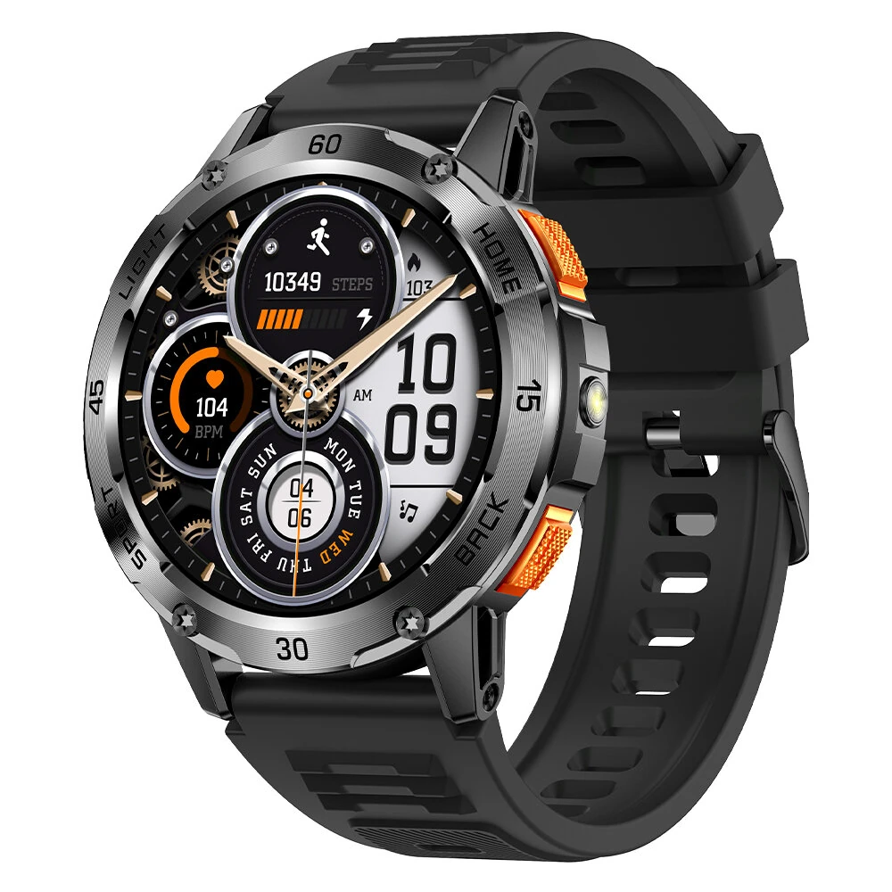 BlitzWolf BW-AT7 1.53-inch Screen Built-in Flashlight bluetooth Call Heart Rate Blood Oxygen Monitor Sleep Monitoring Breathing Exercise Multi-sport Modes IP68 Waterproof Smart Watch