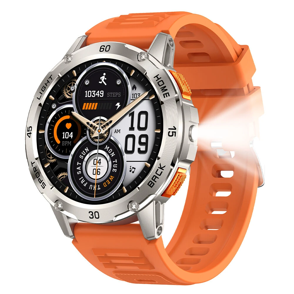BlitzWolf BW-AT7 1.53-inch Screen Built-in Flashlight bluetooth Call Heart Rate Blood Oxygen Monitor Sleep Monitoring Breathing Exercise Multi-sport Modes IP68 Waterproof Smart Watch