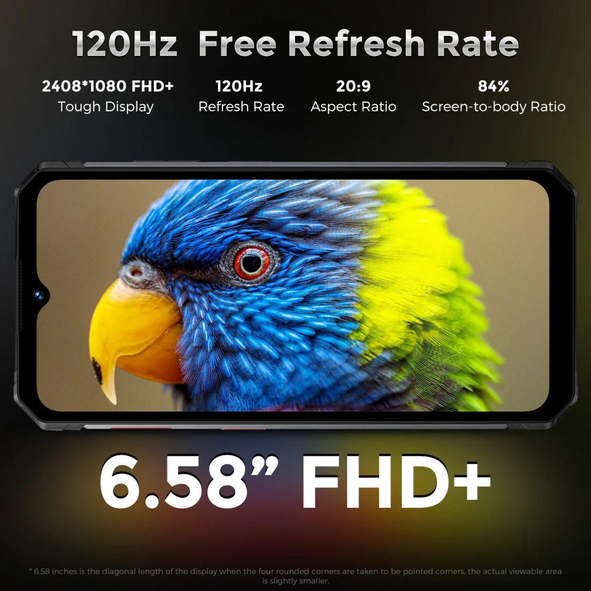 FOSSiBOT F102 Camping Light 108MP Triple Camera Night Vision 20GB 256GB 16500mAh 33W Fast Charging 6.58 inch 120Hz Helio G99 IP68 IP69K Waterproof 4G Rugged Smartphone