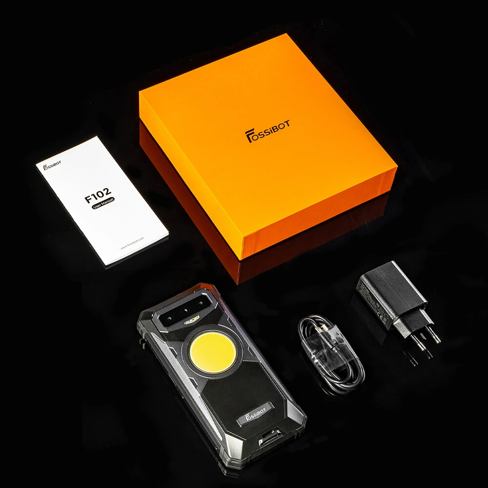 FOSSiBOT F102 Camping Light 108MP Triple Camera Night Vision 20GB 256GB 16500mAh 33W Fast Charging 6.58 inch 120Hz Helio G99 IP68 IP69K Waterproof 4G Rugged Smartphone