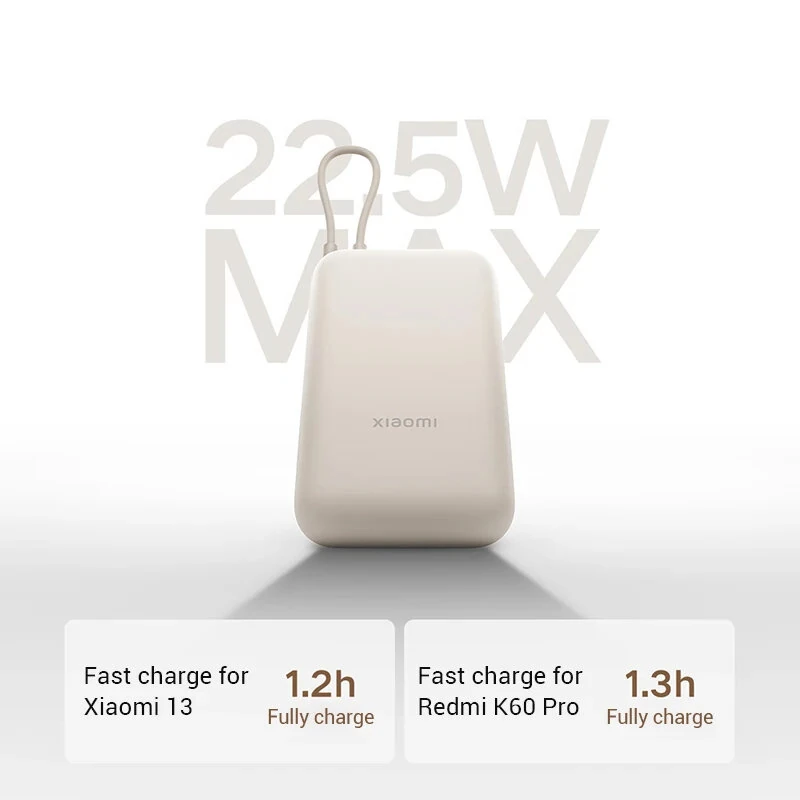 Xiaomi 22.5W 37Wh 10000mAh Built-in Cable Power Bank External Battery Power Supply Fast Charging for iPhone 16 16 Pro 15 14 13 Pro Max for Huawei Mate XT for Xiaomi 15 pro for Samsung Galaxy Z Flip6