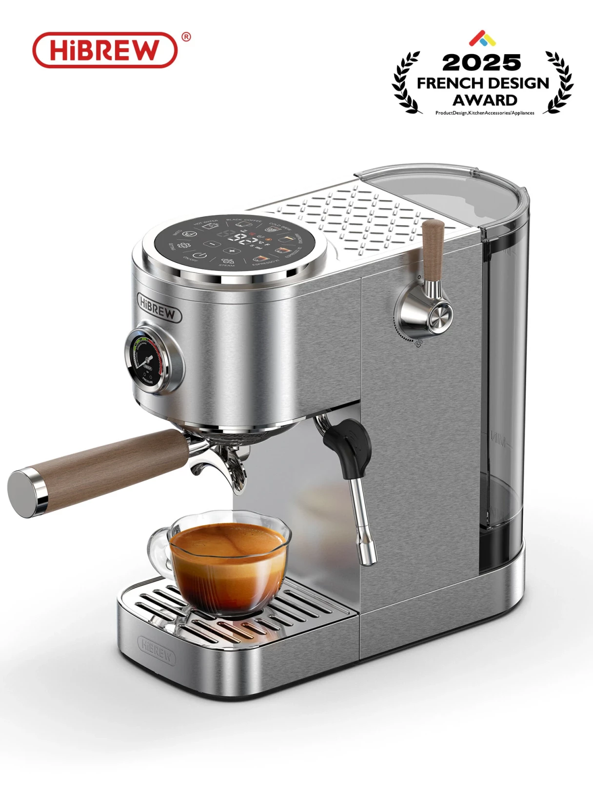 [EU Direct] HiBREW H13 Dual-Boiler Espresso Machine 20Bar Semi-Automatic Coffee Machine with Touchscreen Control Hot & Cold Brew Award-Winning Design