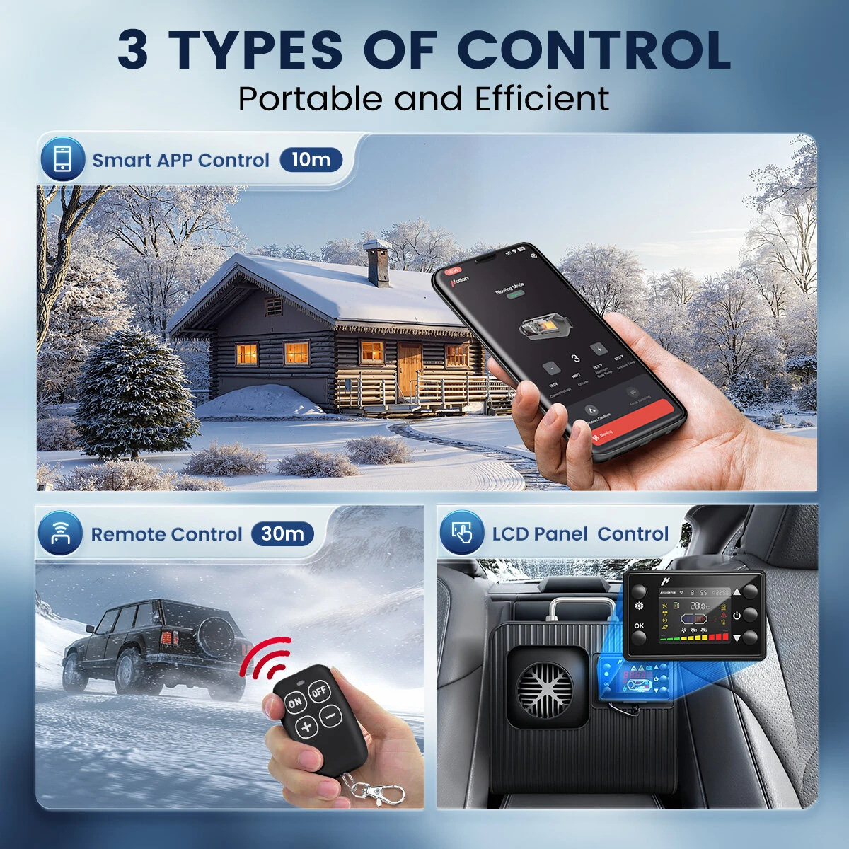 Hcalory HBH2 5L 8KW Diesel Parking Heater All-in-One with Automatic Start and Stop 2500/5000M Plateau Mode Bluetooth/Remote/LCD Intelligent Control 12V/24V/220-240V for Truck RV Trailer Van Boat Tent