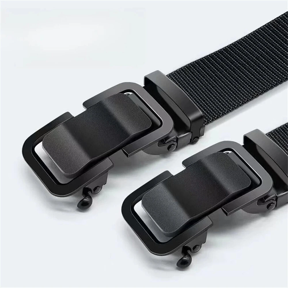 120cm Automatic Buckle Men Belt Lightweight Wear-Resistant Adjustable Nylon Webbing Strap for Outdoor Work Belt