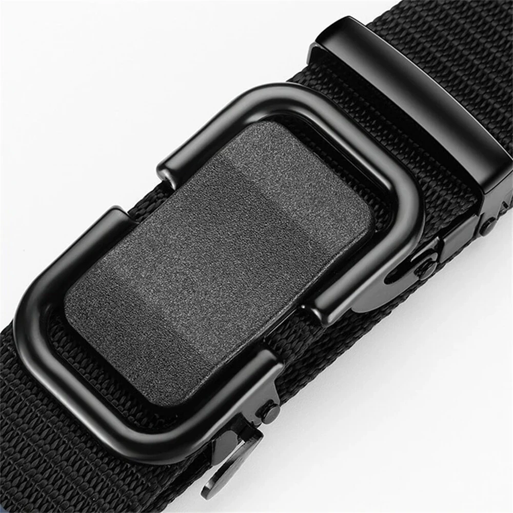 120cm Automatic Buckle Men Belt Lightweight Wear-Resistant Adjustable Nylon Webbing Strap for Outdoor Work Belt