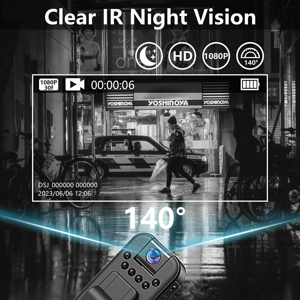 1080P HD Mini WIFI Camera Portable Digital Video Recorder Police Back Clip Recorder Motion Detection Infrared Night Vision