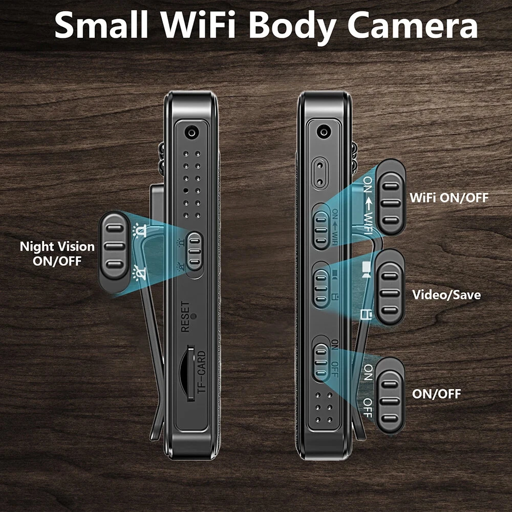 1080P HD Mini WIFI Camera Portable Digital Video Recorder Police Back Clip Recorder Motion Detection Infrared Night Vision