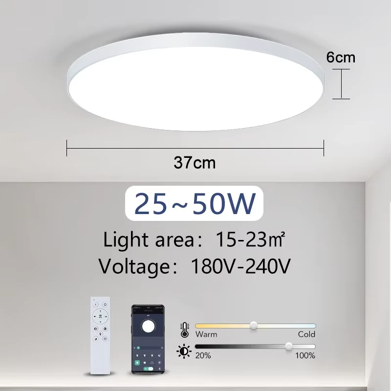 [EU Direct] Elfeland 50W 37cm LED Smart Ceiling Lamp Remote Control Dustproof 3000K~6000K Dimmable Ceiling Lamp For Living Room & Bedroom AC180~240V