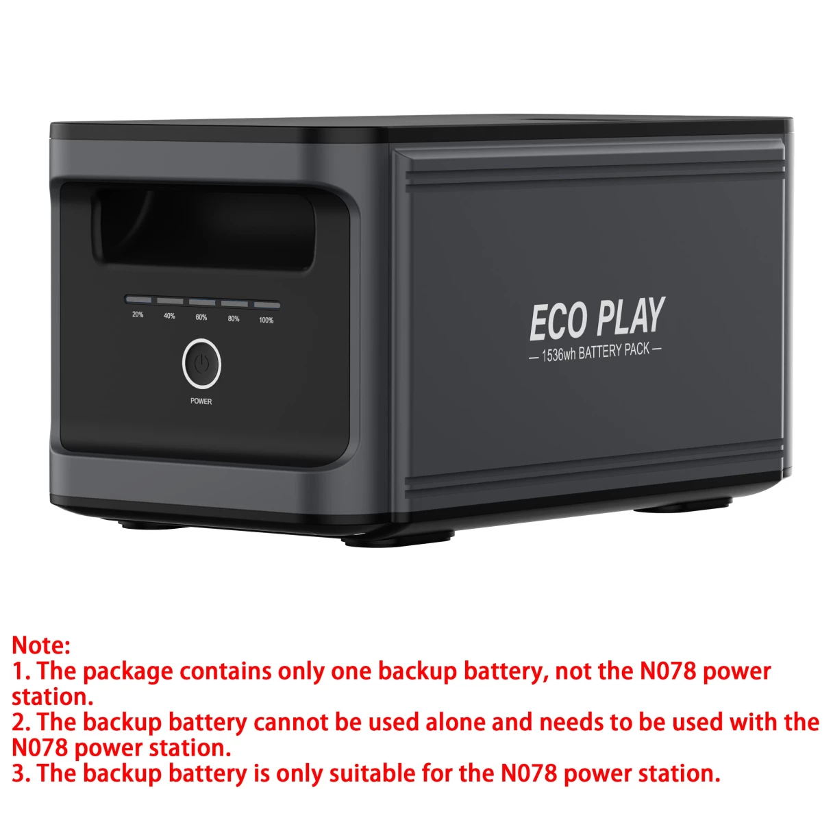 [EU Direct] ECOPLAY N078 1800W 1536Wh Portable Power Station 1536Wh N078 Extension Battery, Expandable To 1536Wh Solar Generator, UPS Pure Sine Wave Fully Recharge in 1.2 Hours 8 Output Ports, LCD Screen Camping Charging Station
