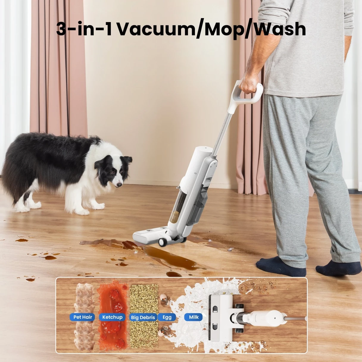 [EU Direct] Proscenic F10 Pro Wet Dry Vacuum Cleaner Cordless and Vacuum Mop,3-in-1 Vacuum/Mop/Wash & One-Button Auto Self-Cleaning for Hard Floors,High-Capacity Dual Tanks,Edge Clean, Ease of Use