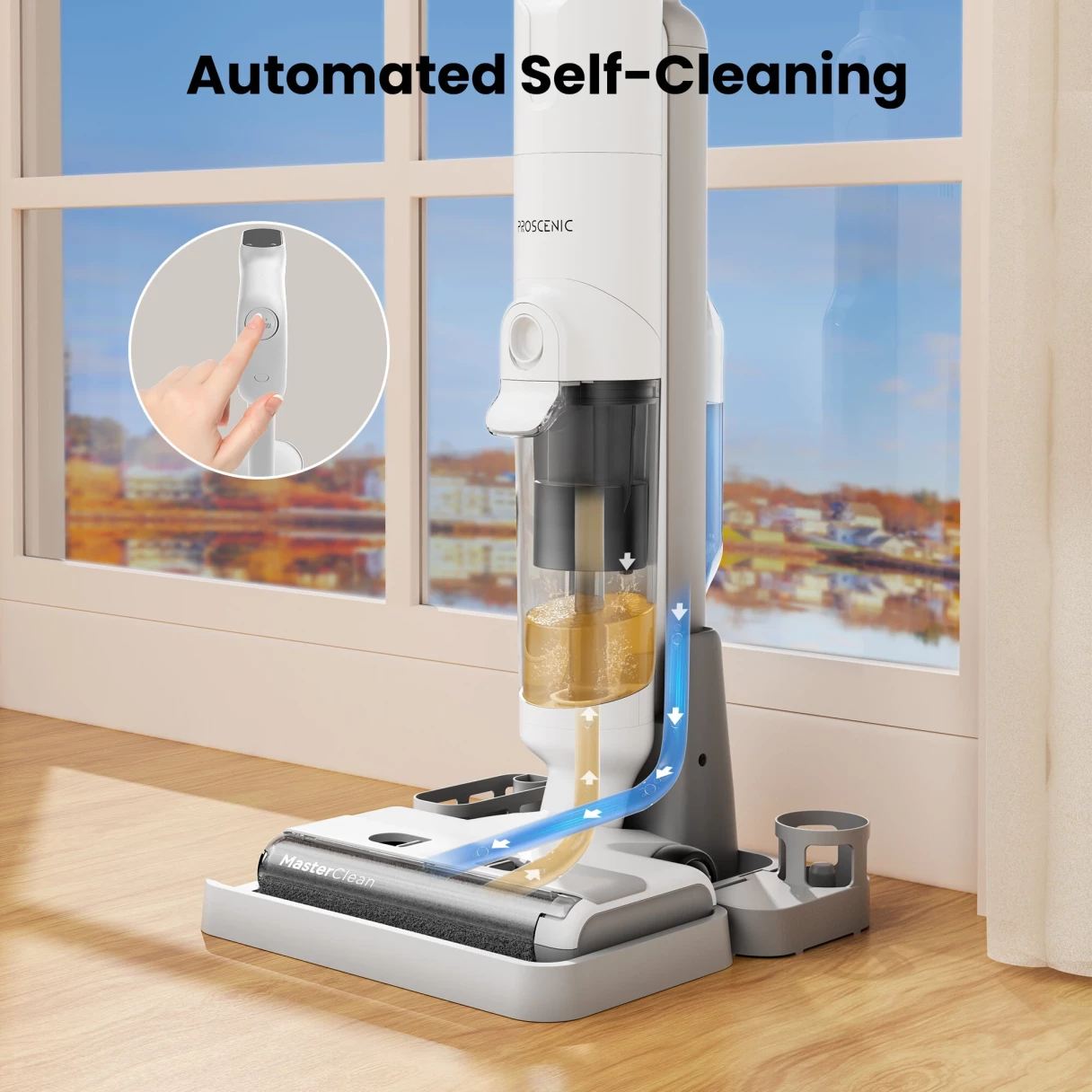 [EU Direct] Proscenic F10 Pro Wet Dry Vacuum Cleaner Cordless and Vacuum Mop,3-in-1 Vacuum/Mop/Wash & One-Button Auto Self-Cleaning for Hard Floors,High-Capacity Dual Tanks,Edge Clean, Ease of Use
