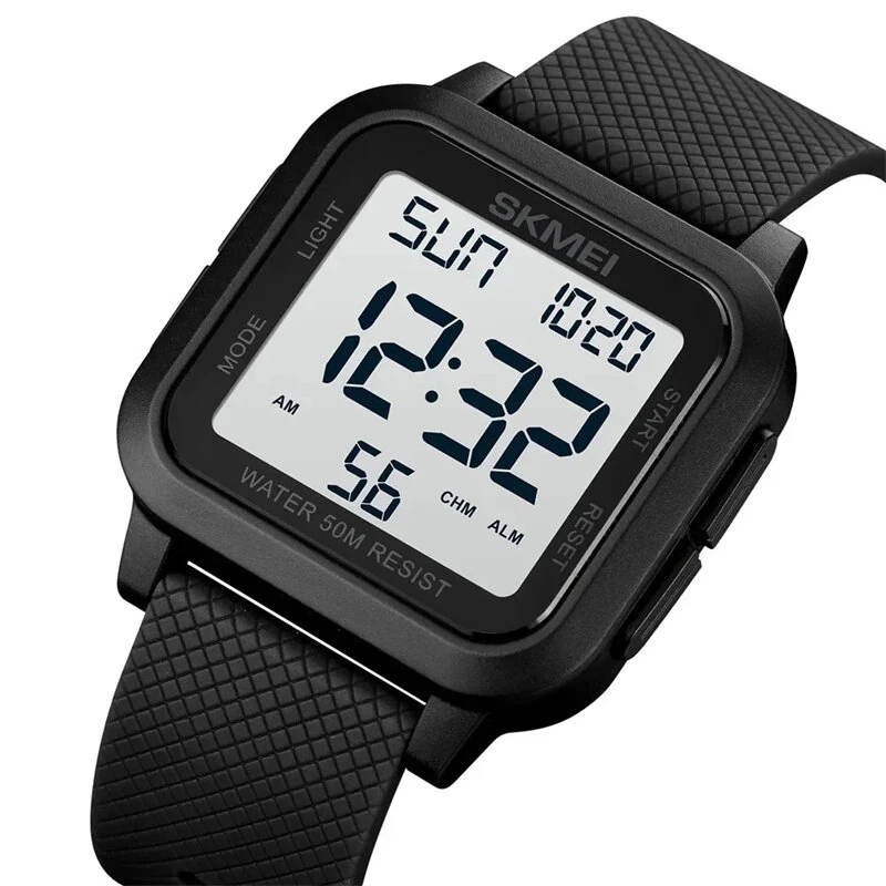 SKMEI Square Large Screen Men Sports Electronic Watch Waterproof Watch Night Light Digital Wrist Watches, Suitable For Boys And Girls, Birthday Gift