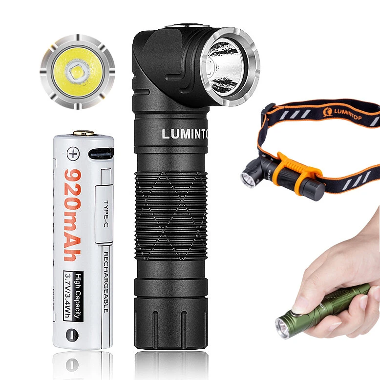 Lumintop L1 Rotating Flashlight 900 Lumen 126 Meters L Flashlight 90 Degree Change 14500 Flashlight with Magnetic Tail Camping Flashlight Torch