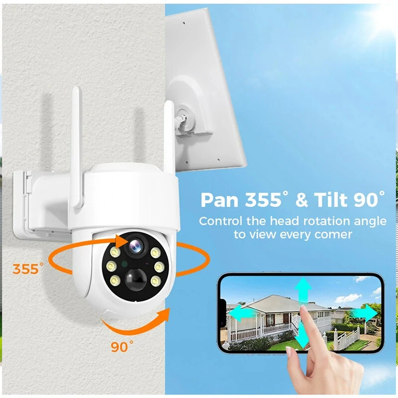 Hiseeu WTD714 4MP 2K HD Solar PTZ WiFi Security Camera PIR Motion Detection Color Night Vision Two-Way Audio IP66 Waterproof CCTV Surveillance Cameras iCSee APP
