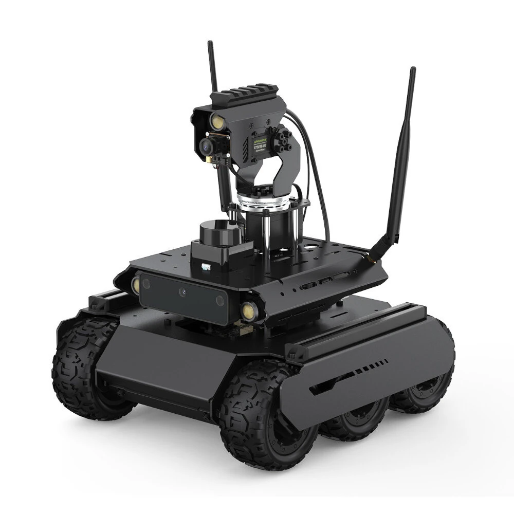 Jetson Orin Nano UGV Rover ROS2 6 Wheels 4WD Open Source AI Robot with Dual Controllers Gimbal 360° Flexible For Jetson Orin Series Board