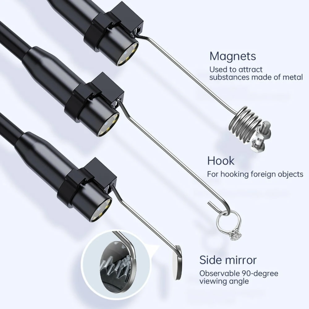 4.3 inch 8mm IPS HD Screen Car Endoscope Camera with Light Borescope 2000mah Sewer Camera 1080P HD Inspection Camera for Home/Pipe/Automotive