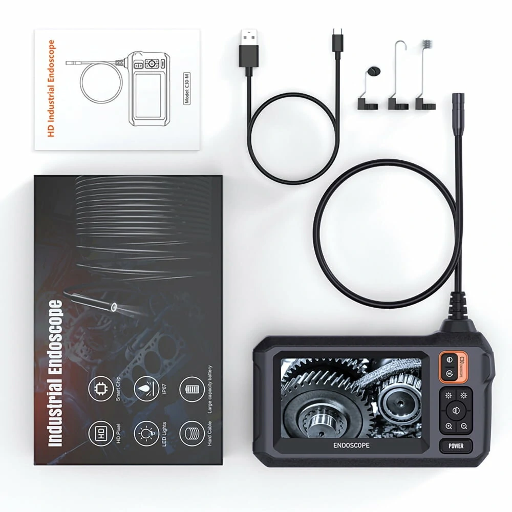 4.3 inch 8mm IPS HD Screen Car Endoscope Camera with Light Borescope 2000mah Sewer Camera 1080P HD Inspection Camera for Home/Pipe/Automotive