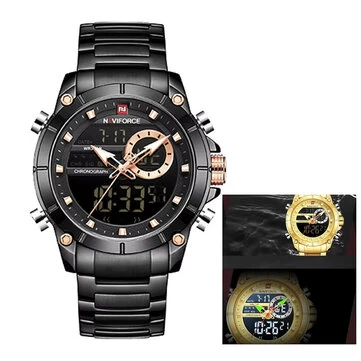 NAVIFORCE Luxury Men's Quartz Watch Dual Display Waterproof Sports Wristwatch Luminous Design Stylish