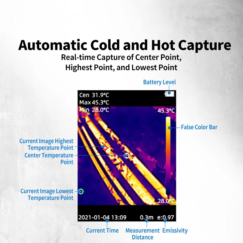 MUSTOOL YX196 YX196Pro Thermal Imaging Camera Infrared 240*240 Visible light Resolution 96x96 Temperature Range -20°C to 550°C WiFi TISR Technology Rechargeable Battery Photo Video Recording Handheld Thermal Inspection Device
