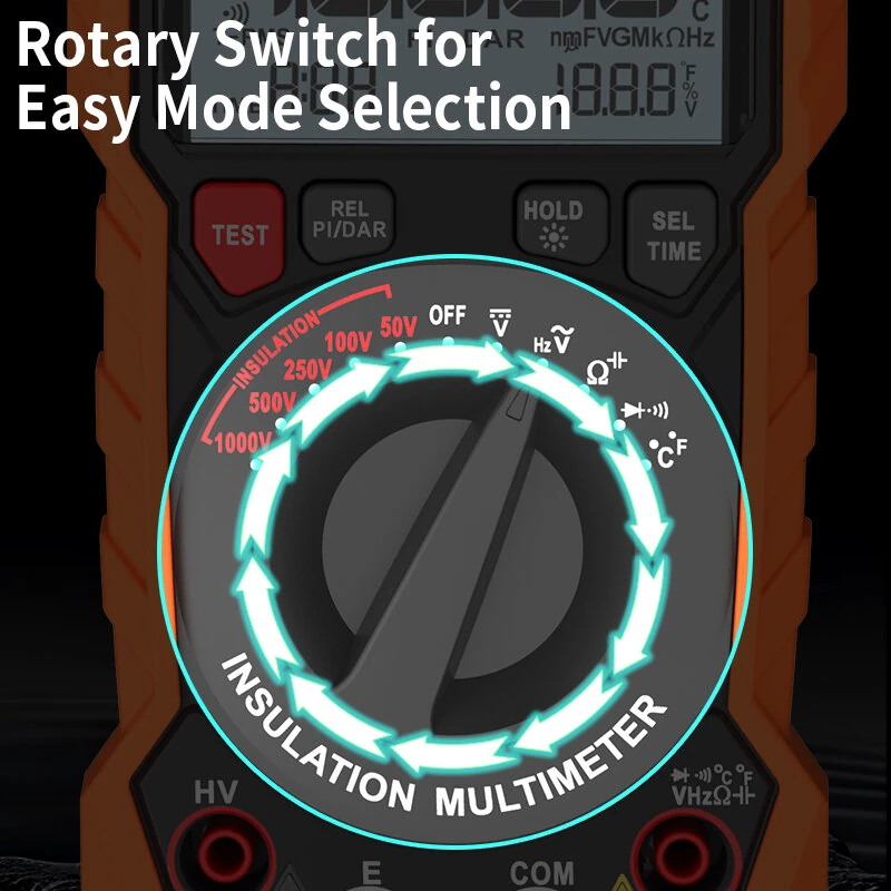 2in1 ZOYI ZT1000R Multimeter Insulation Tester 5 Voltage Settings 1000V AC DC True RMS High Accuracy Backlit Screen Professional Measuring Tool