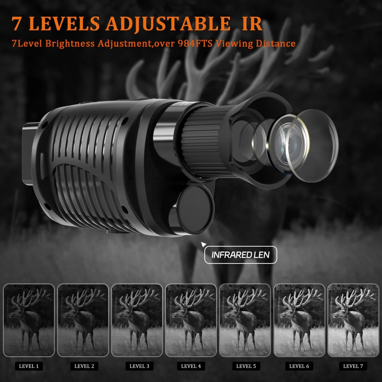 GTMEDIA N1 Digital Night Vision Monocular Day/Night Use 2000mAh Battery 1.5'' TFT Screen 7-Level IR Light 5X Zoom Type-C Charging,32GB Memory Card Black - Ideal for Outdoor Adventures and Wildlife Observation
