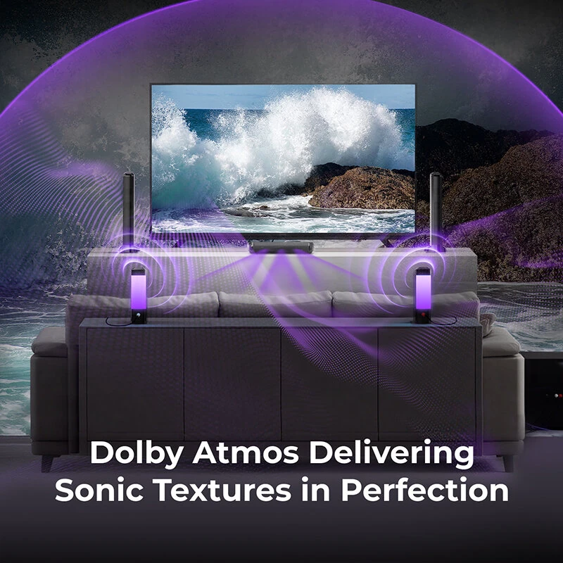 ULTIMEA Apollo S90 Dolby Atmos Soundbar 470W 9.1CH Detachable Surround Sound System with 6.5-Inch Subwoofer 10 Drivers SurroundX BassMX Tech RGB Lighting HD eARC Opt AUX USB Connection Home Theater