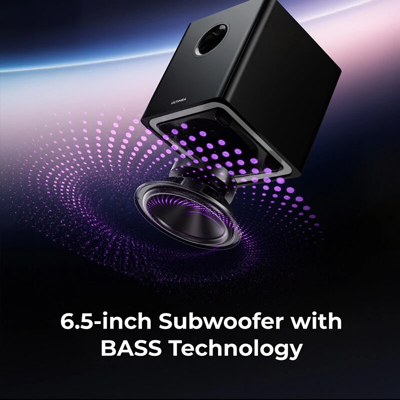 ULTIMEA Apollo S90 Dolby Atmos Soundbar 470W 9.1CH Detachable Surround Sound System with 6.5-Inch Subwoofer 10 Drivers SurroundX BassMX Tech RGB Lighting HD eARC Opt AUX USB Connection Home Theater