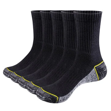 YUEDGE 5 Pairs Men Sports Cotton Socks Athletic Cushioned Hiking Walking Socks Terry Thermal Socks Moisture Wicking Casual Socks Fitness Socks